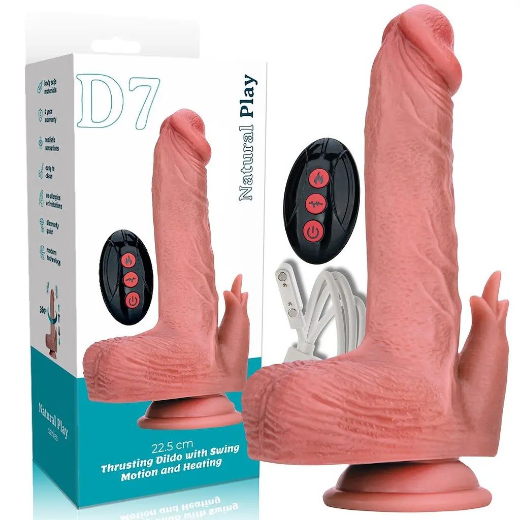 Вібратор Erospace Natural Play D7 Реалістичний з поштовхами, обертанням та підігрівом, 22,6 см - фото 14