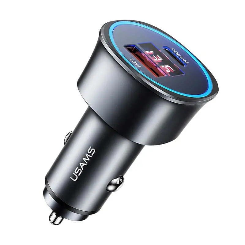 Адаптер автомобильный USAMS 95w Dual Ports Fast Car Charger US-CC146 C26 2 выхода - фото 2