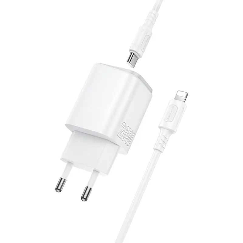 МЗП BAS83A Star PD20W+QC3.0 (1USB-A/1C) + кабель Type-C to Lightning White Borofone teh0029625 - фото 3