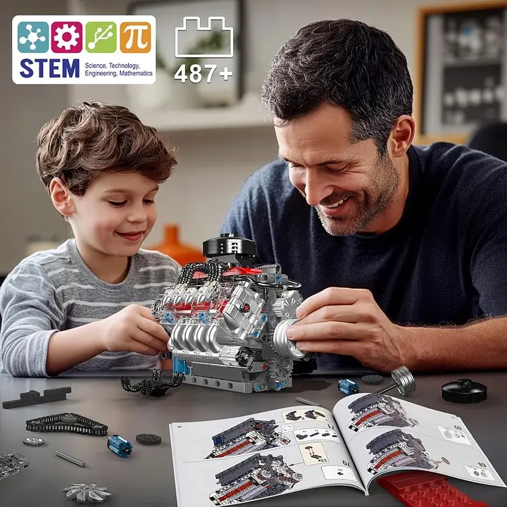 Конструктор двигун Mould King V8 Chevrolet Chevy LSX454 моторозований дитячий мотор шевроле 487 деталей - фото 8