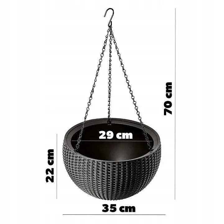 Горщик для рослин Keter Rattan Hanging Sphere з ланцюжками підвісний темно-коричневий 8.6 л - фото 10