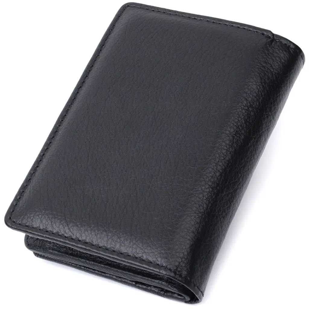 Практичний гаманець із монетницею з натуральної шкіри ST Leather 22740 чорний - фото 5