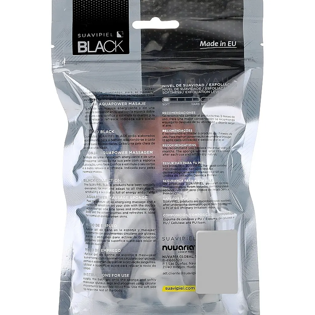 Губка для душу Suavipiel Black Aqua Power Massage Sponge синя - фото 4