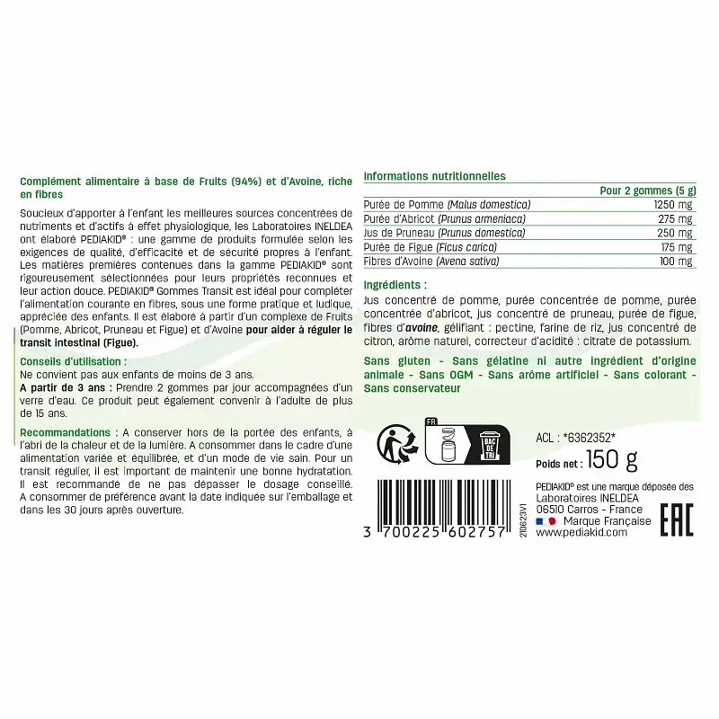 Жувальні пастилки Pediakid Gommes Transit для підтримки травлення 60 жувальних пастилок - фото 2