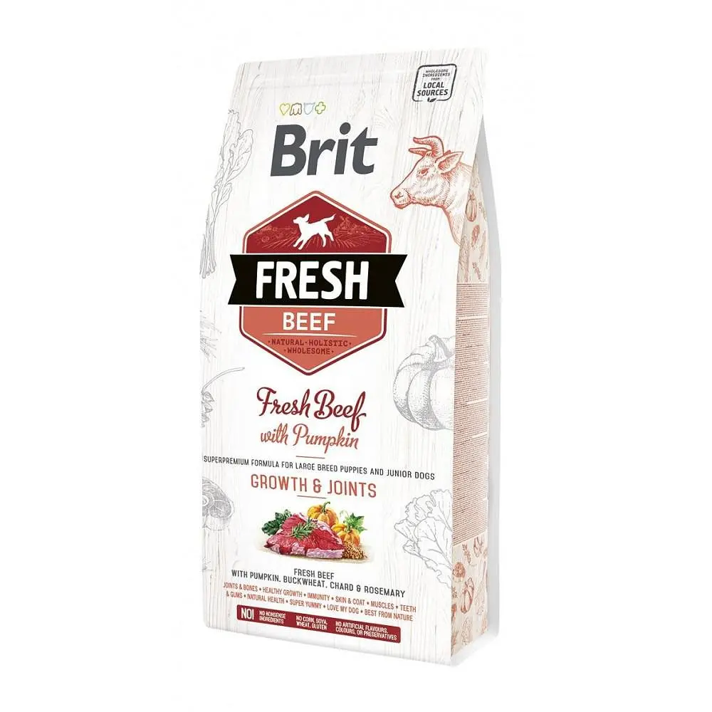 Сухий корм Brit Fresh для цуценят і молодих собак великих порід яловичина і гарбуз 2.5 кг (170992/530762)