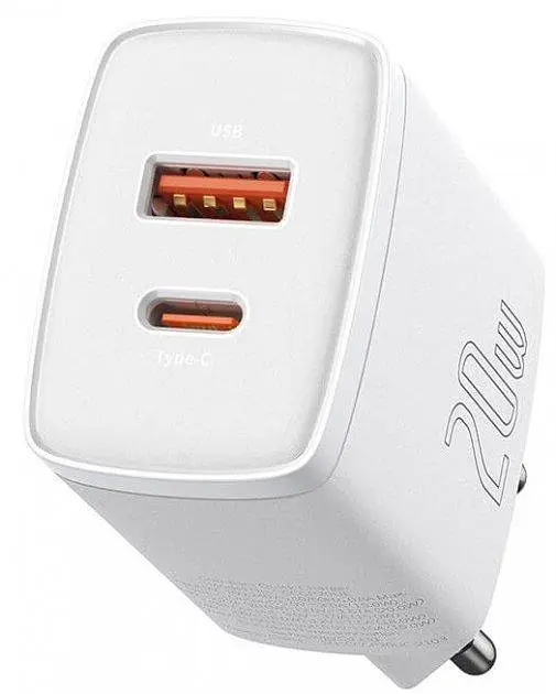 Мережевий зарядний пристрій Baseus Compact Quick Charger 1USB + Type-C 20W CCXJ-B02 White - фото 4