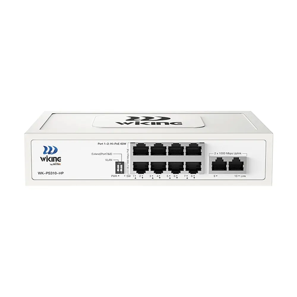PoE-комутатор 10-портовий некерований Wiking WK-PS310-HP гігабітний, 8x1000Mbps PoE, 2x1000Mbps Uplink, 110W (73-00280) - фото 2