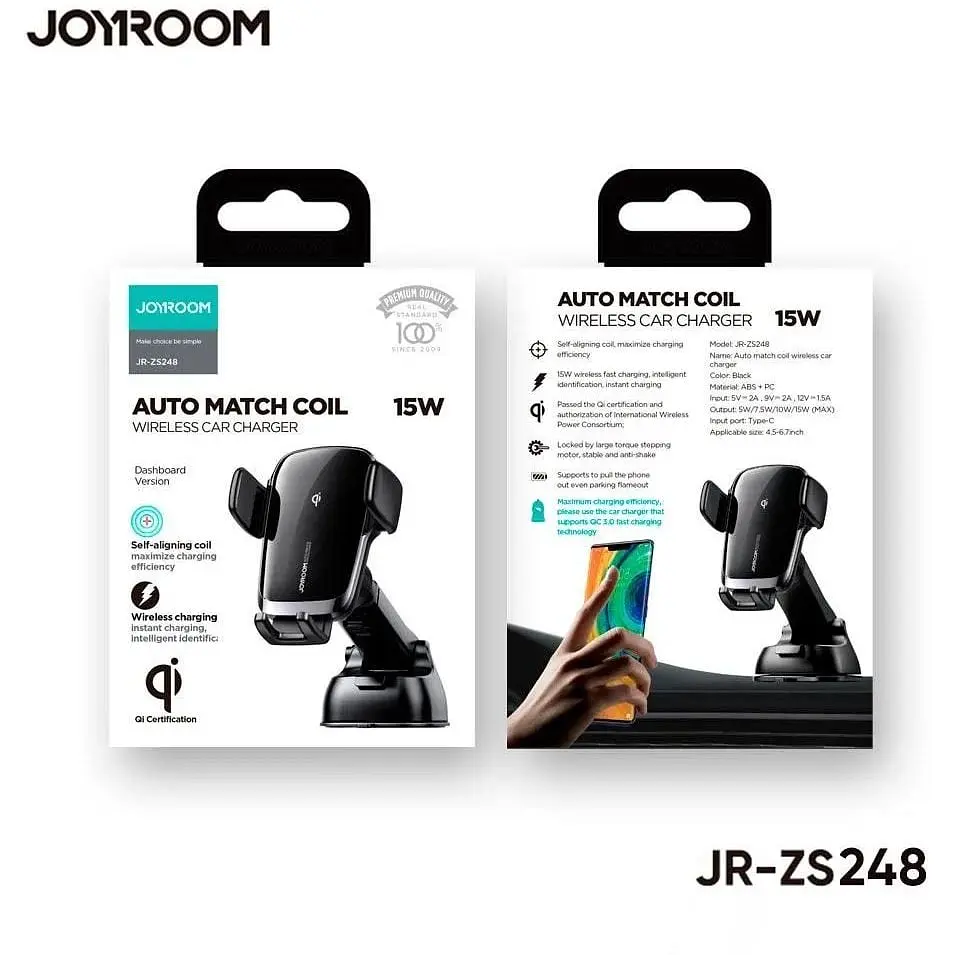 Держатель с беспроводной зарядкой JOYROOM JR-ZS248 Electric dashboard version 15W - фото 5
