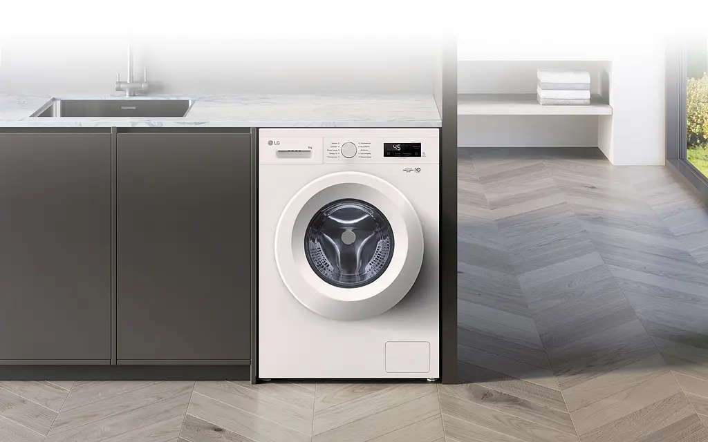 Пральна машина LG фронтальна, 6кг, 1200, A+++, 44см, дисплей, пара, інвертор, білий (F2Y1NS3W) - фото 2