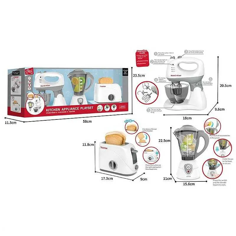 Детский кухонный набор, тостер, блендер, миксер, подсветка, F2319 - фото 2