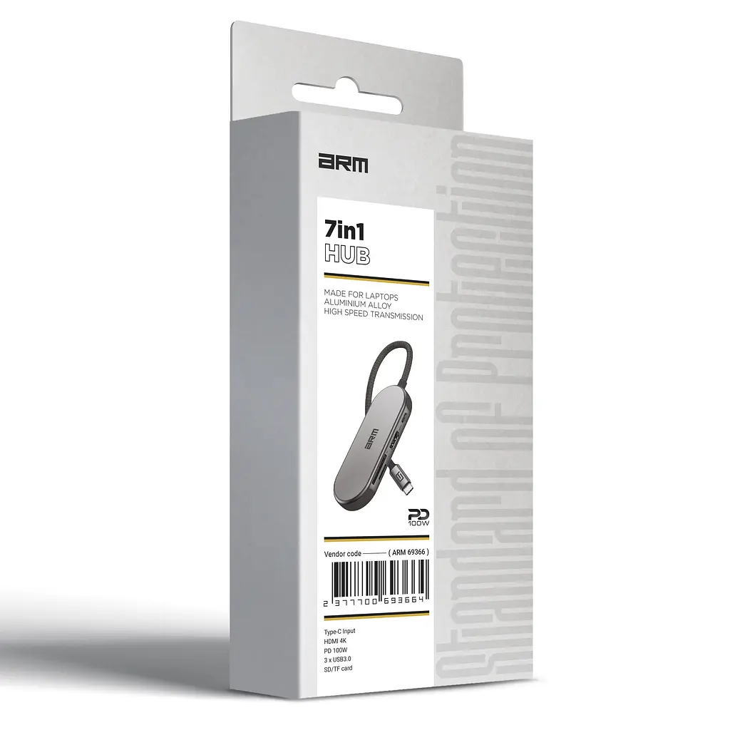 Хаб USB-C ArmorStandart Type-C to HD4K+PD+3USB+TF/SDcard Grey (ARM69366) - фото 4