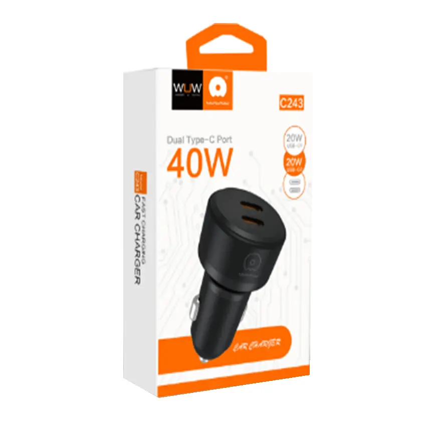 Автомобільний зарядний пристрій WUW-C243 PD20W+ PD20W чорний - фото 2