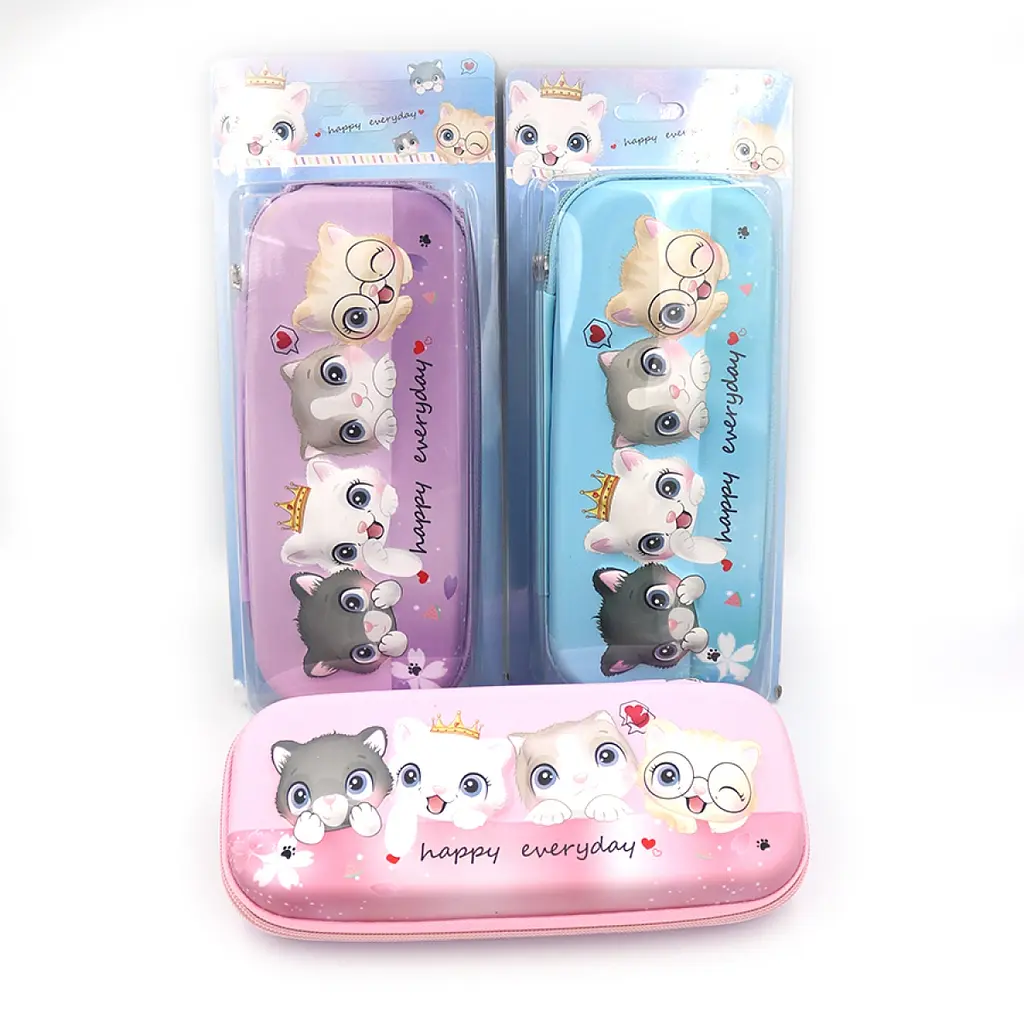 Пенал жорсткий об’ємний Котики, 21.5x4x8.5 см, PVC, 0913P (В асортименті) - фото 2