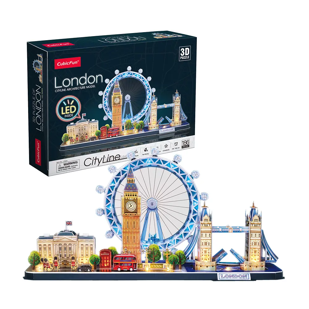 Тривимірна головоломка-конструктор CubicFun City line з LED підсвіткою Лондон (L532h) - фото 2