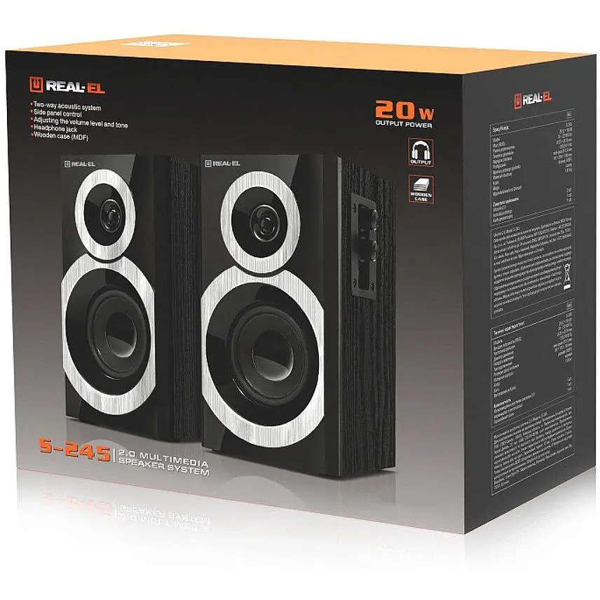 Комп'ютерні колонки 2.0 REAL-EL RS245 20 Вт Black - фото 9