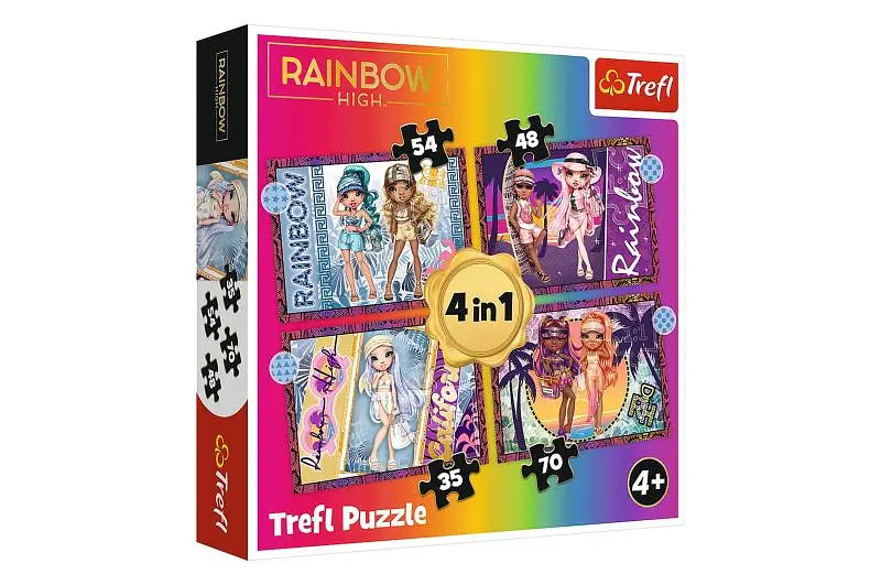 Пазли - 4в1 - 34614 "Модні ляльки RAINBOW HIGH", Trefl