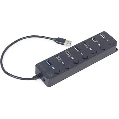 Концентратор Gembird 7 ports (1xUSB3.1+6xUSB2.0) switch black (UHB-U3P1U2P6P-01) - фото 2