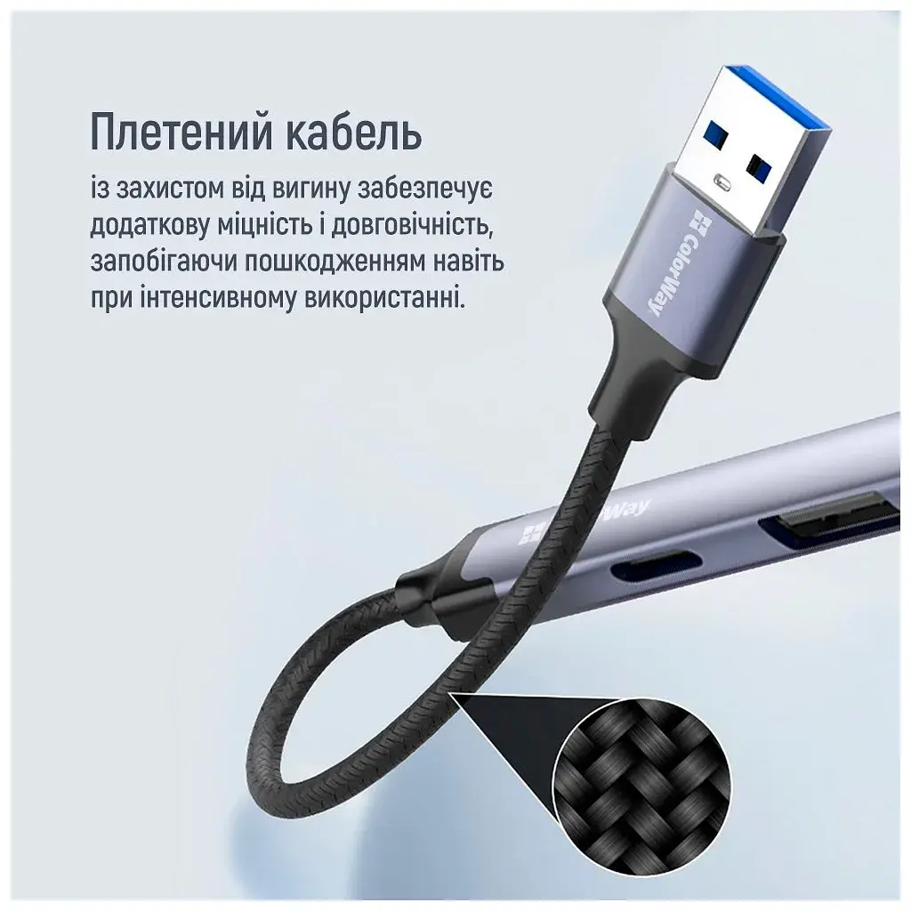 Концентратор ColorWay USB-A/USB-C 4-in-1 USB2.0х2/USB3.0/USB-C2.0 (CW-HUB06) - фото 12