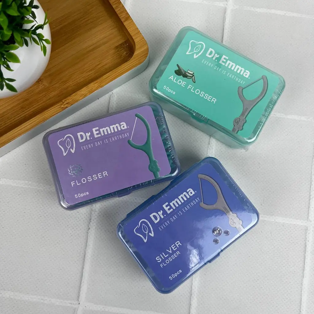 Флосери Dr. Emma Classic 50 шт у контейнері - зубна нитка з тримачем та зубочисткою - фото 2