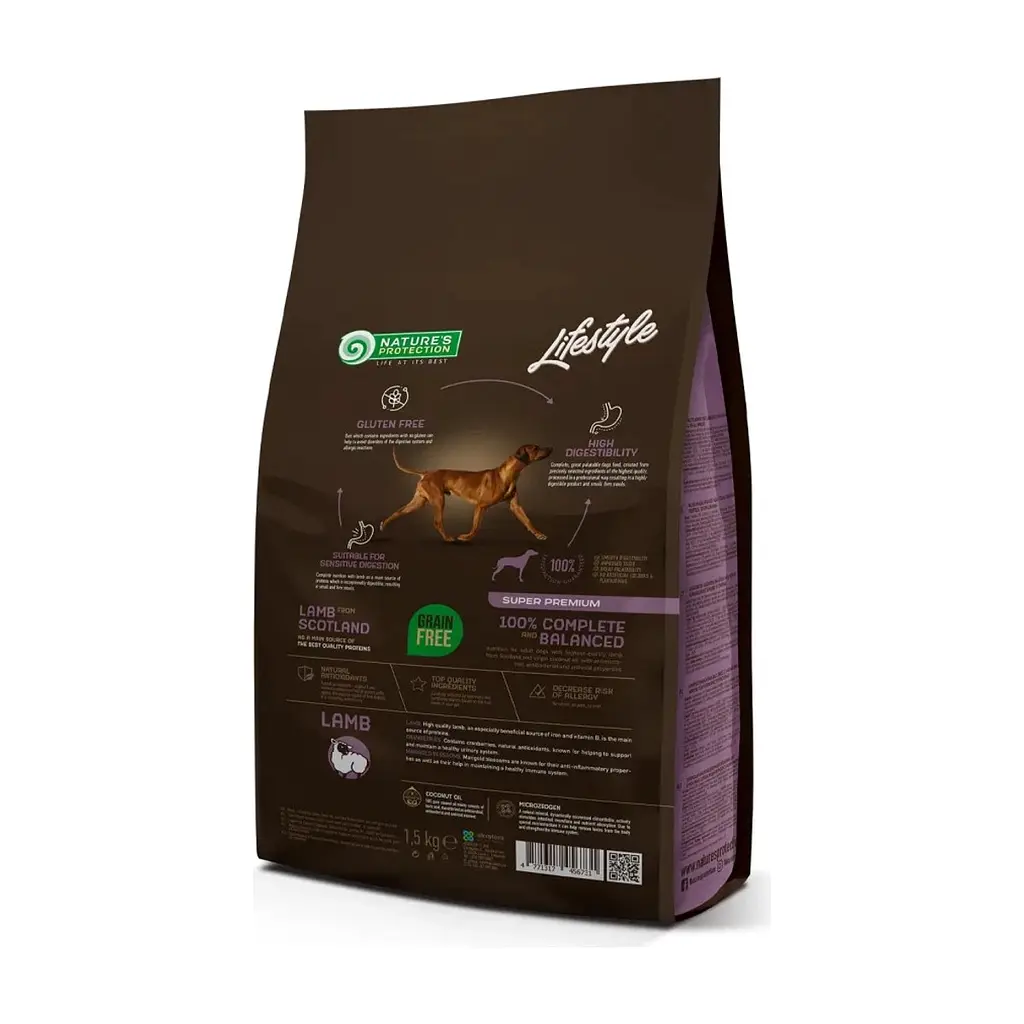 Сухой корм для собак Nature's Protection Lifestyle Grain Free Lamb Adult All Breeds 1.5 кг (NPLS45673) - фото 2