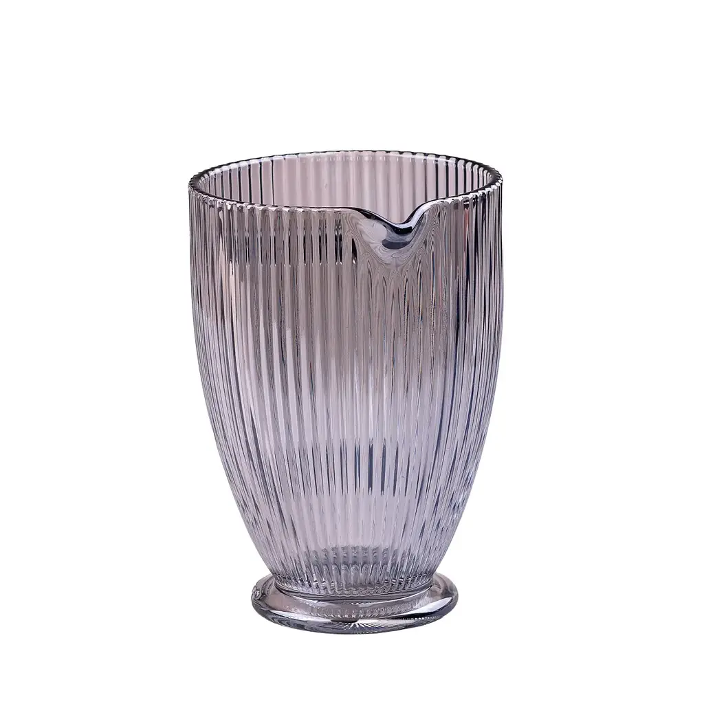 Кувшин для напитков 1.2 л прозрачный ребристый стеклянный фигурный 18.2 см Голубой Yiwu HP7118BL - фото 2