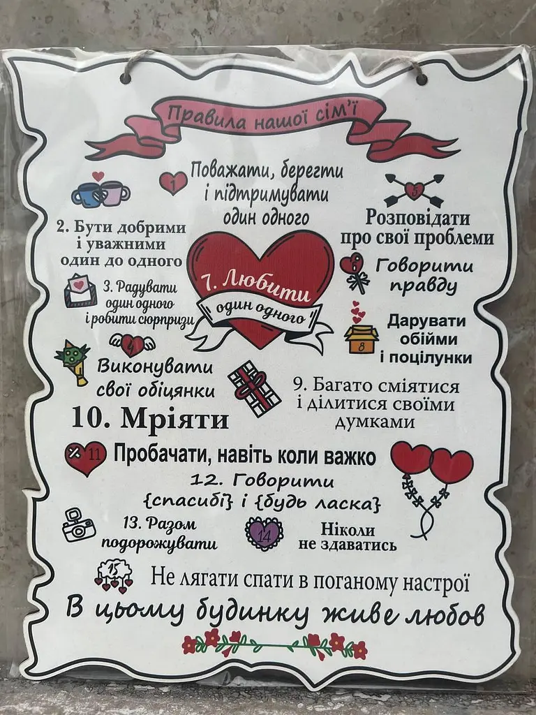 Дерев'яний постер "Правила Нашої Сімї", 24x30 см, табличка, декор - фото 2