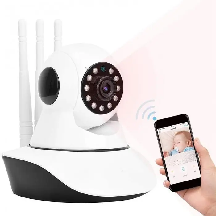 IP камера поворотна Wi-Fi 6030, бездротова, 3 антени, microSD, відеоспостереження, біла - фото 5