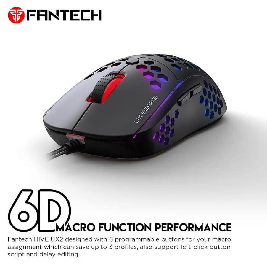 Игровая мышь Fantech X UX-2 RAPTOR PixArt 3360, 250IPS, 50G, 1200DPI Black - фото 2