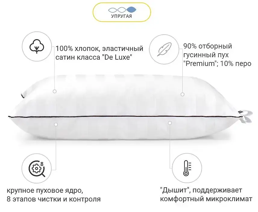 Подушка пухова MirSon Extra Premium Royal №3051 висока 45х45 см біла (2200003278842) - фото 4
