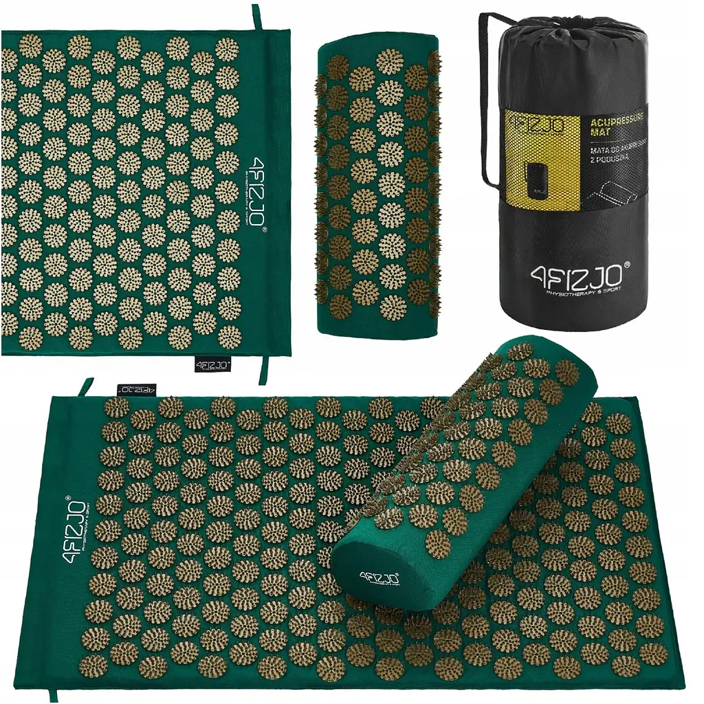 Килимок акупунктурний 4FIZJO Аплікатор Кузнєцова 72 x 42 см з валиком Navy Green/Gold 4FJ0286 (P-5907739313300) - фото 2