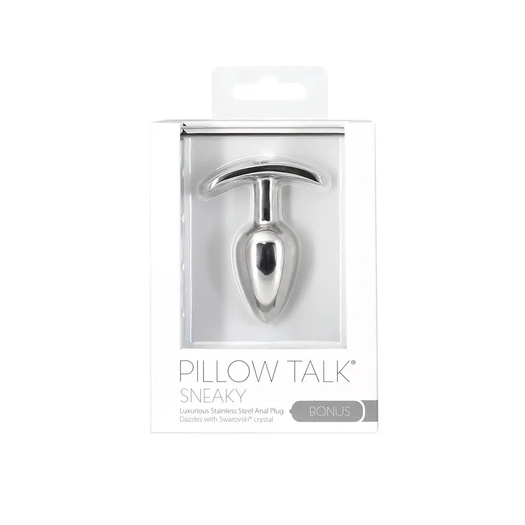 Анальная пробка Pillow Talk Sneaky Stainless Steel Butt Plug 6.6 см (серебристый) - фото 4