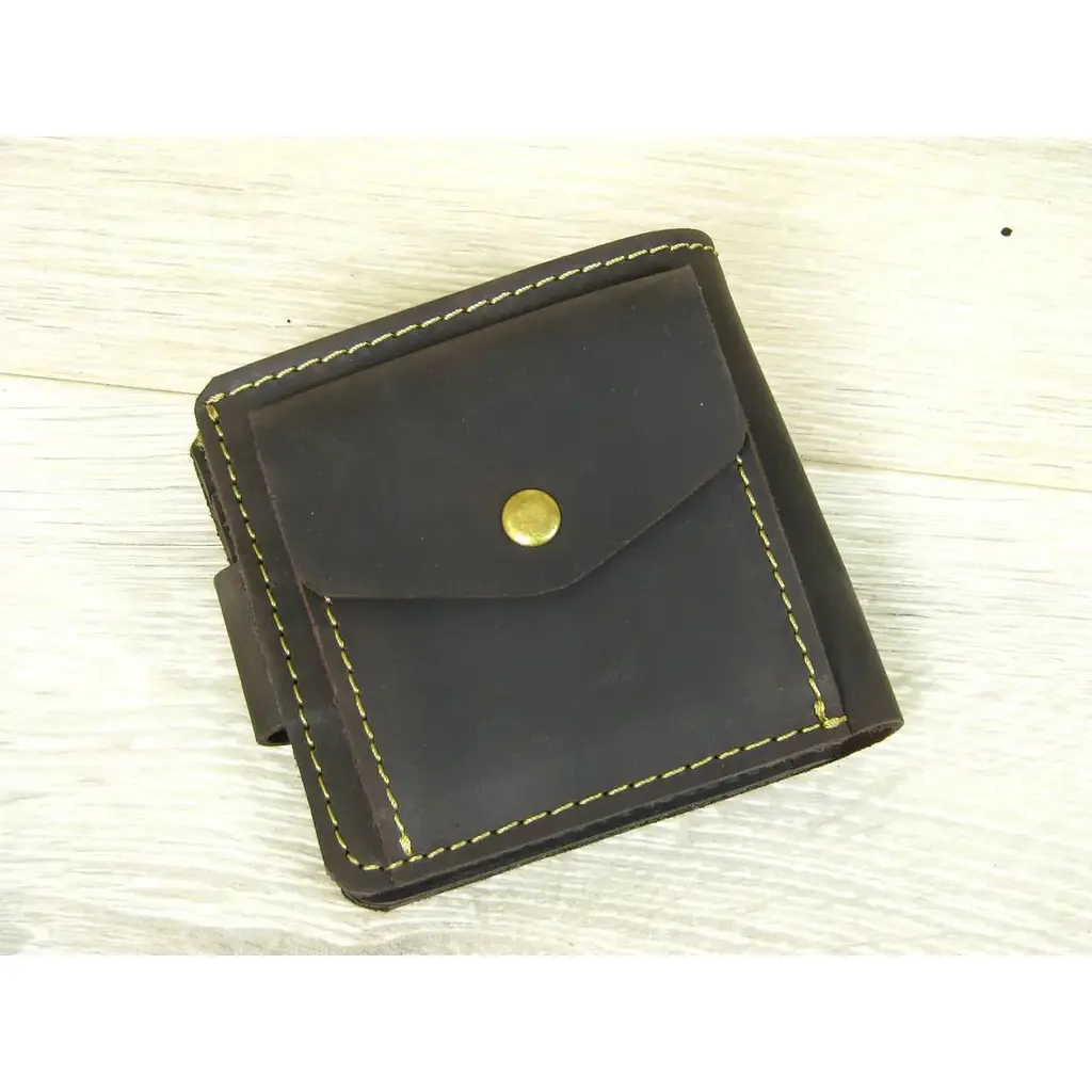 Кошелек GS кожаный коричневый - фото 6