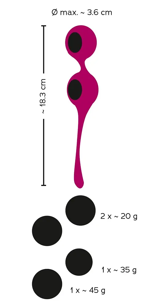 Вагінальні кульки Sweet Smile Kegel Training Balls With Extra Weights, 18.3 см, бордовий - фото 6