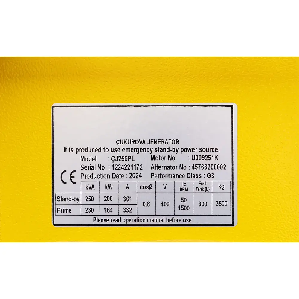 Генератор Cukurova CJ250PL 250 kVA Perkins 1206A-E70TTAG2 Leroy-Somer трьохфазний дизельний - фото 4