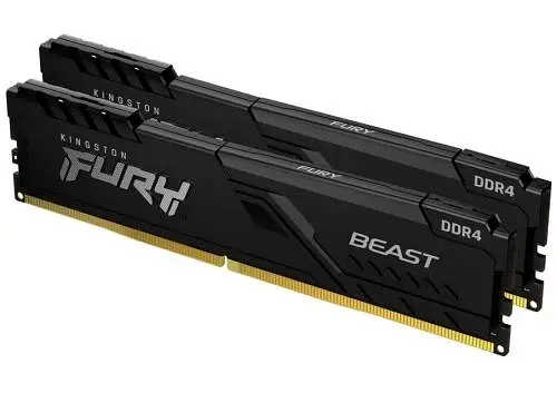 Пам'ять 8Gb x 2 (16Gb Kit) DDR4, 3200 MHz, Kingston Fury Beast, Black, 16-18-18, 1.35V, з радіатором (KF432C16BBK2/16)