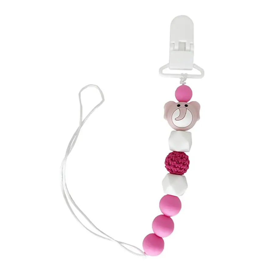 Ланцюжок для пустушки "Слон" MGZ-0508(Pink) силіконовий