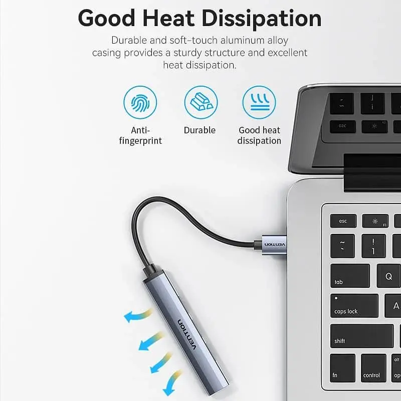 Хаб USB Vention 3.0 -> 1xUSB 3.0/3xUSB 2.0 0.15м 5 Гбіт/с Grey (CKOHB) - фото 3