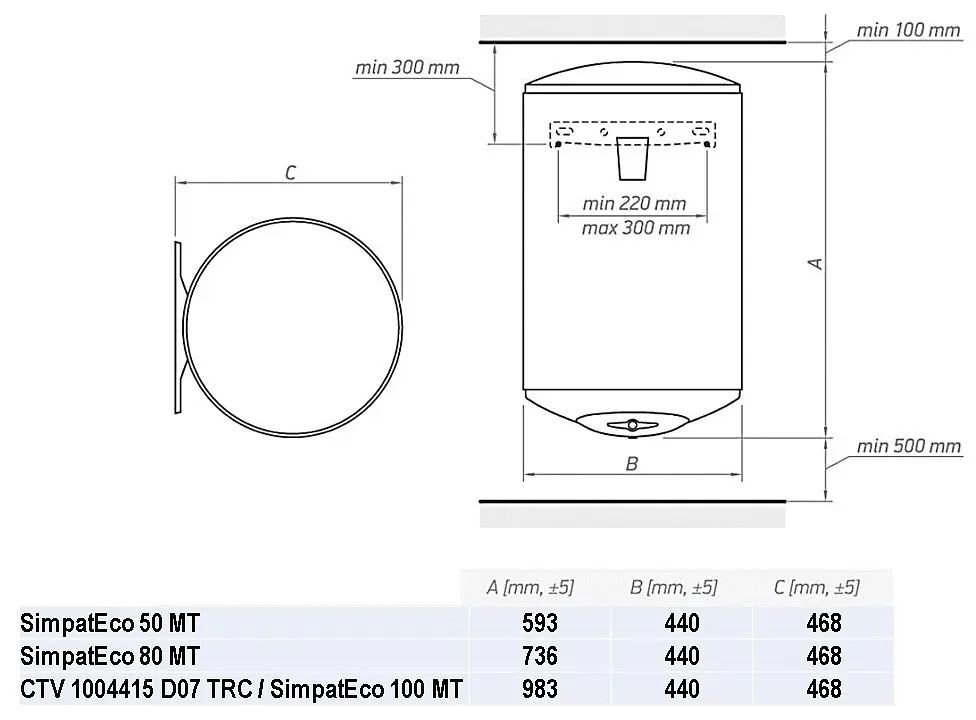 Бойлер CTV 1004415 D07 TRC/SimpatEco 100 MT Tesy teh0021808 - фото 2