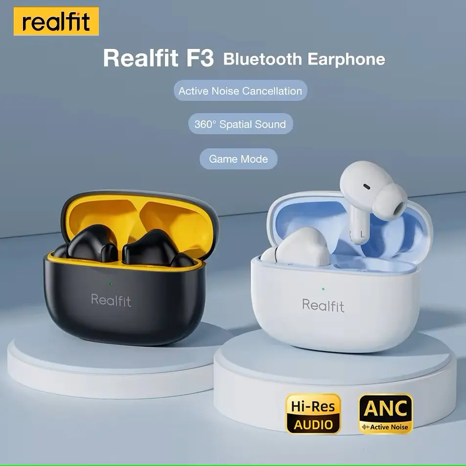 Bluetooth-наушники Realfit F3 с активным шумопоглощением. Белые  - фото 3