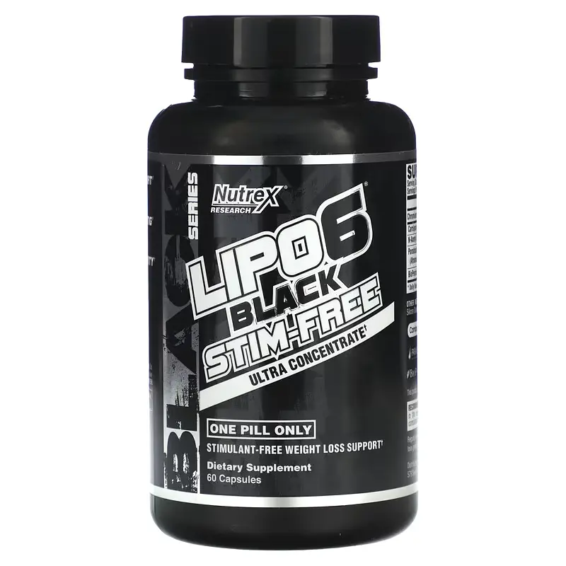 Жироспалювач без стимуляторів Lipo-6 Black UC Stim-Free - 60 капсул - фото 3