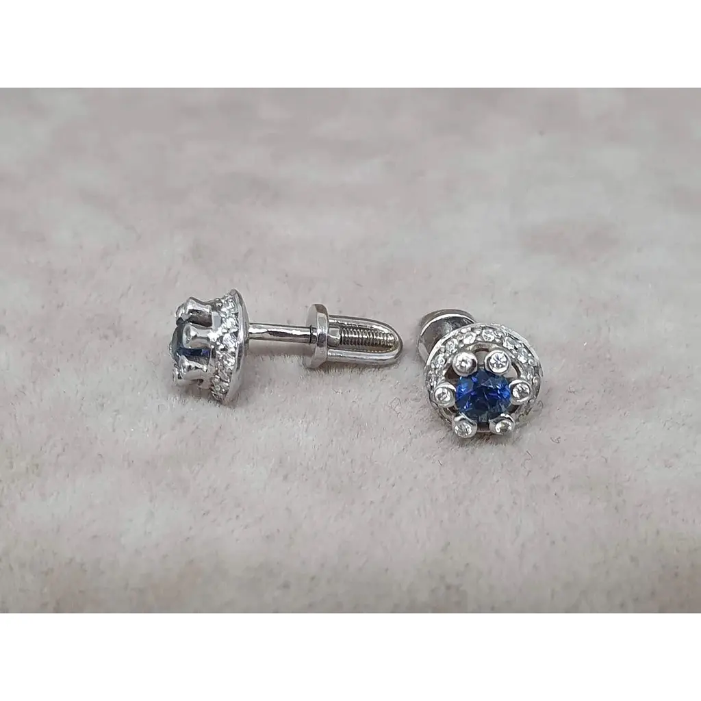 Золоті сережки-пуссети Iris з діамантами і сапфірами. 1СС21172 - фото 3