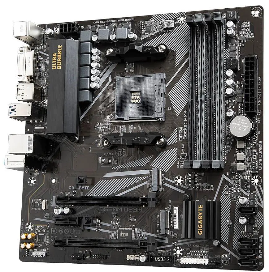 Материнская плата Gigabyte B550M DS3H (B550M DS3H) (Socket AM4, AMD B550, Micro-ATX) Б/у - фото 2