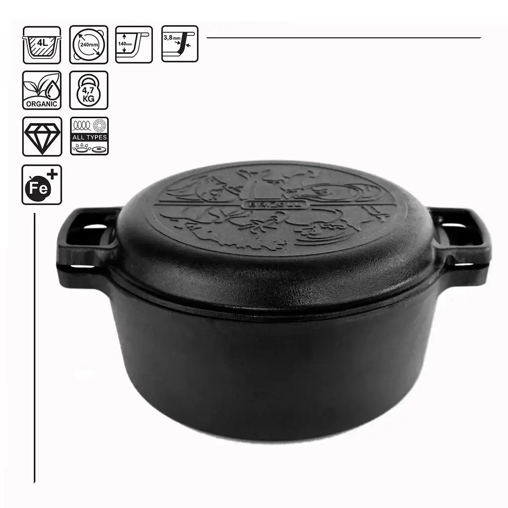 Каструля чавунна Brizoll Casserole P-4L-2 4л 24 см - фото 4