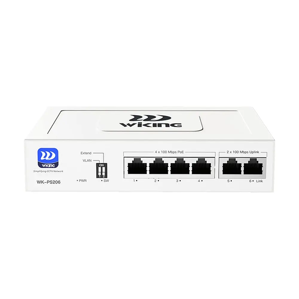 PoE-комутатор 6-портовий некерований Wiking WK-PS206 V2, 4x100Mbps PoE, 2x100Mbps Uplink, 45W (73-00270) - фото 2