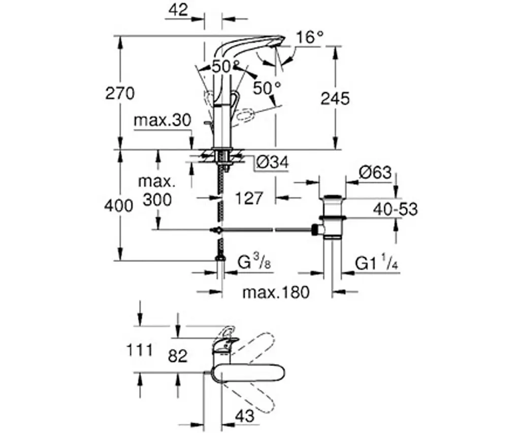 Змішувач для умивальника Grohe Eurostyle 23569003 Хром - фото 2