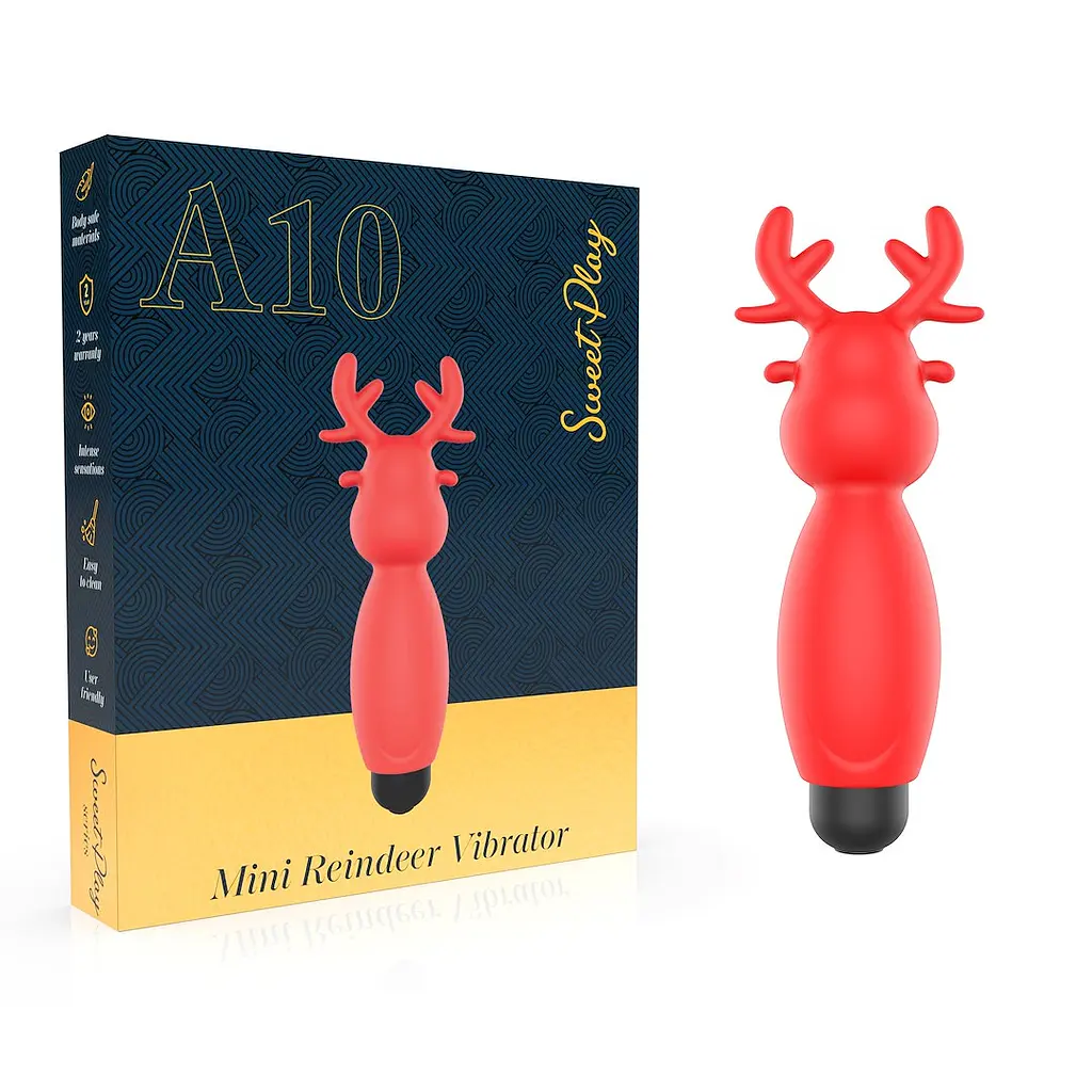 Вибратор для клитора Erospace Sweet Play Mini Reindeer Vibrator A10 8.8 см красный - фото 9