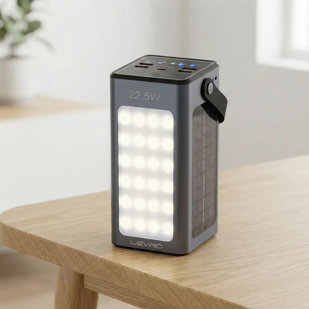 Універсальний повербанк із сонячною панеллю та LED індикатором та ліхтариком LEVINO N-40 50000 mAh Power Bank сонячна батарея для телефону та інших гаджетів заряджання PD/QC 18–22.5 Вт Чорний - фото 6