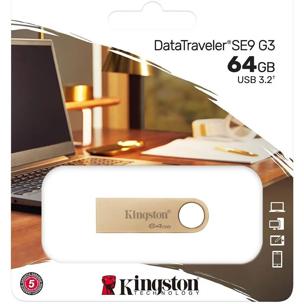 USB флеш-накопичувач Kingston DataTraveller SE9 G3 64GB USB-A 3.2 Gen 1 Gold (DTSE9G3/64GB) [103325] - фото 3