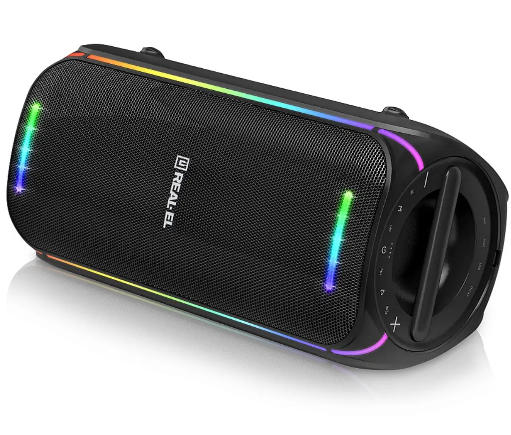 Портативна колонка бумбокс REAL-EL X775-PSS Boombox 80W Bluetooth TWS, RGB, Black - фото 2
