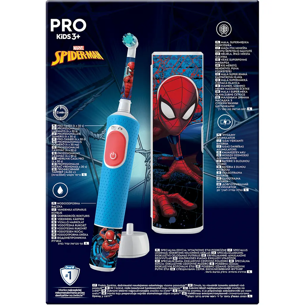 Дитяча електрична зубна щітка Oral-B Pro Kids Людина-Павук з футляром - фото 3